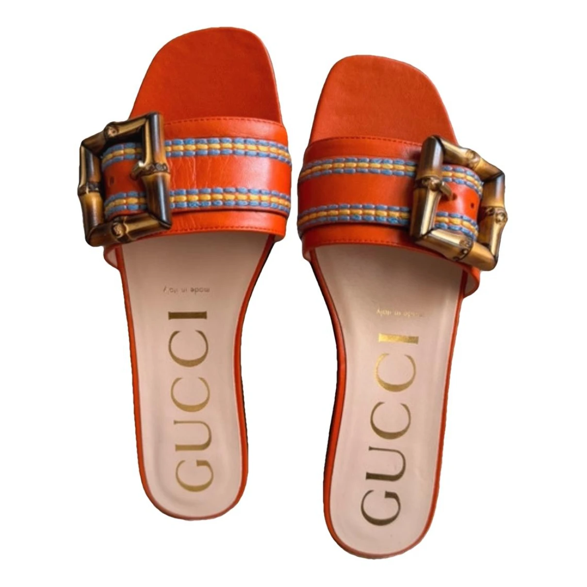 Pre-owned Gucci Leather Sandal In Orange