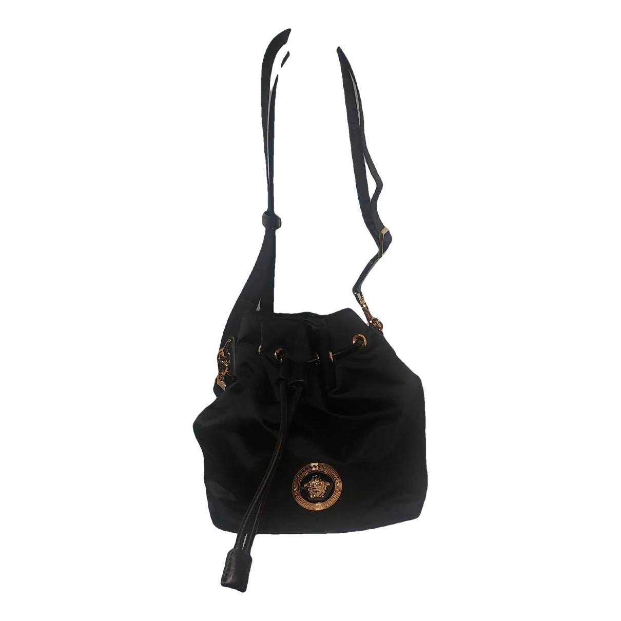 Pre-owned Versace Cloth Crossbody Bag In Black
