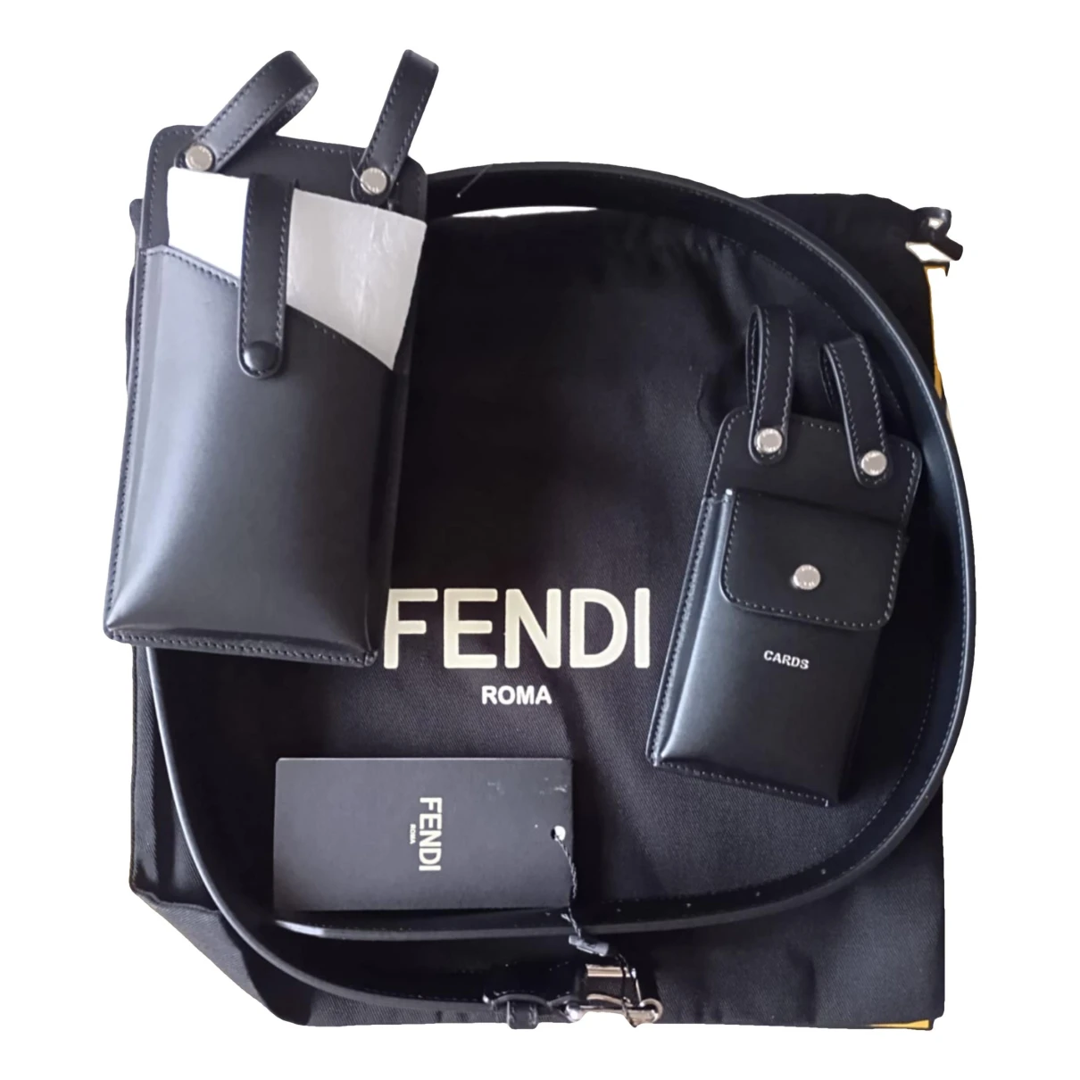 Pre-owned Fendi Multi-accessory Belt Leather Belt In Black