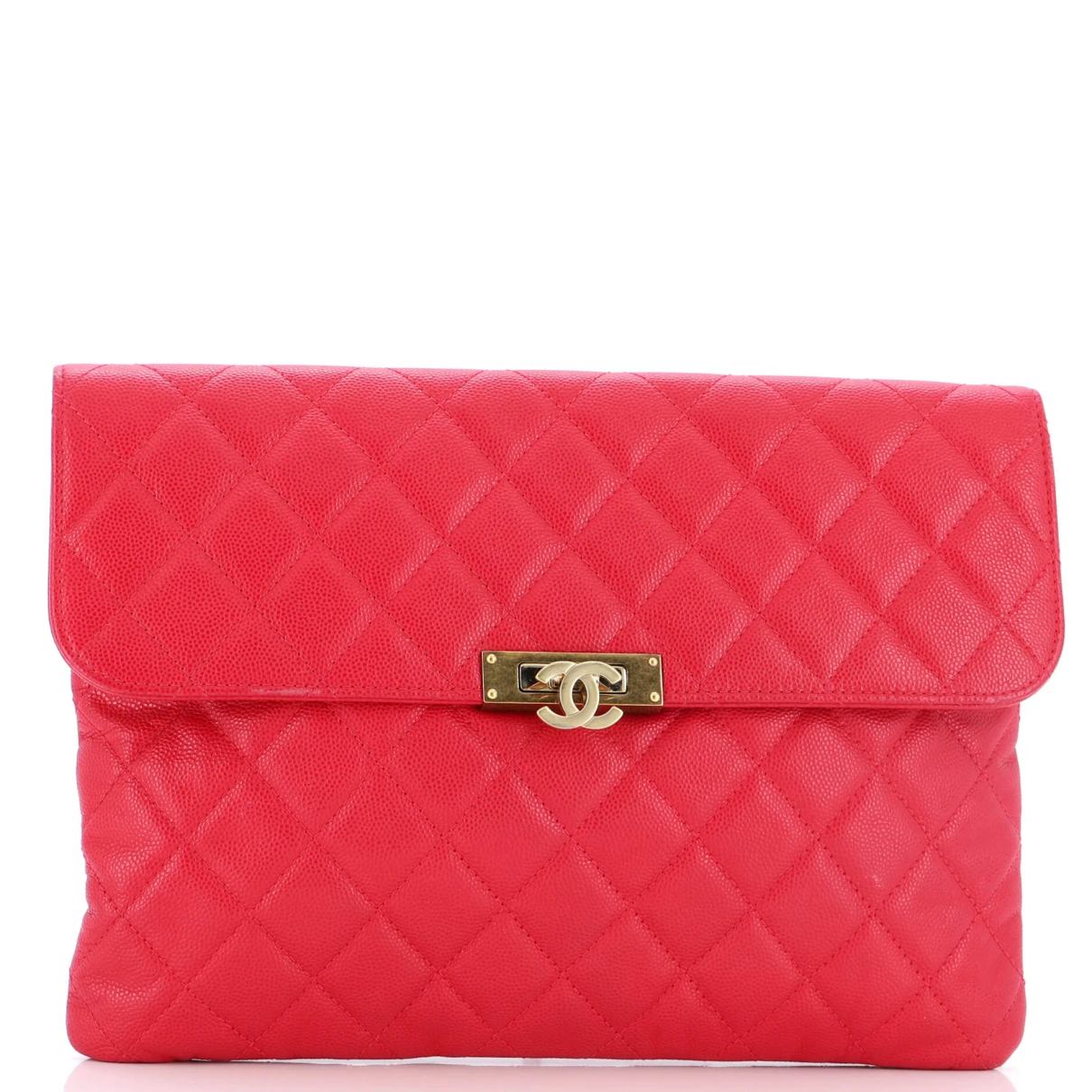 Pre-owned Chanel Leather Clutch Bag In Pink