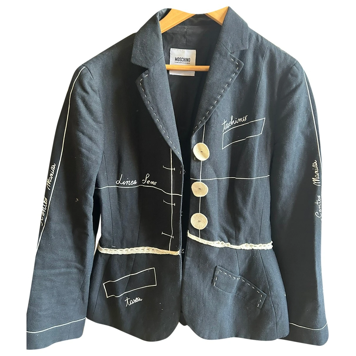 Pre-owned Moschino Cheap And Chic Linen Blazer In Black