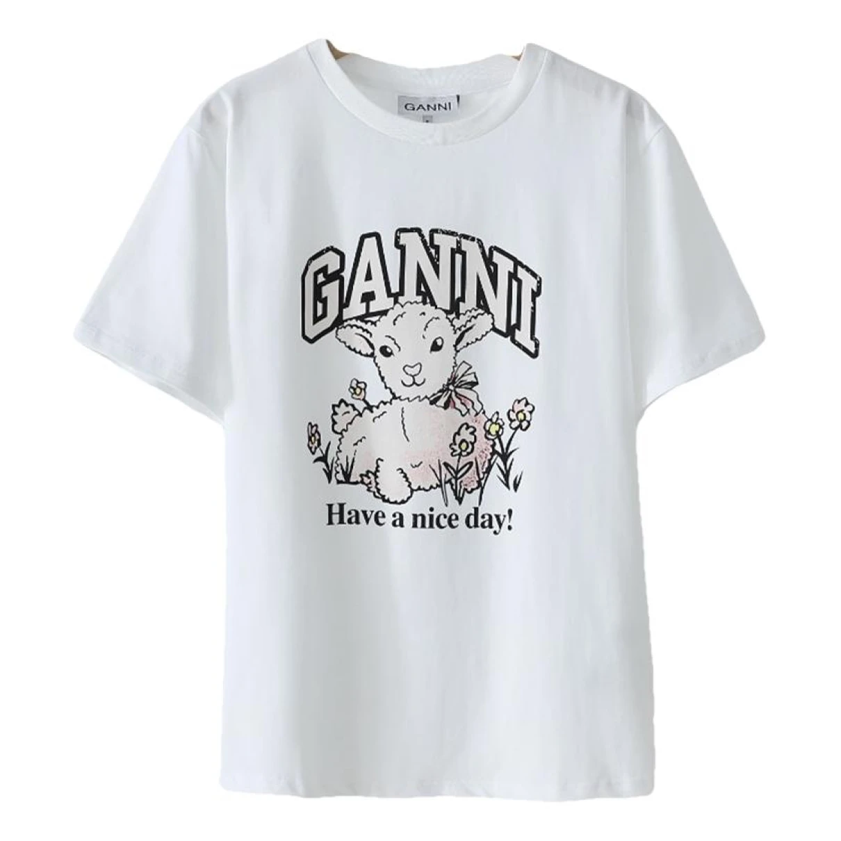 Pre-owned Ganni T-shirt In Black