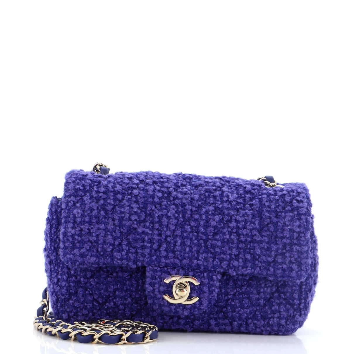 Pre-owned Chanel Tweed Crossbody Bag In Purple