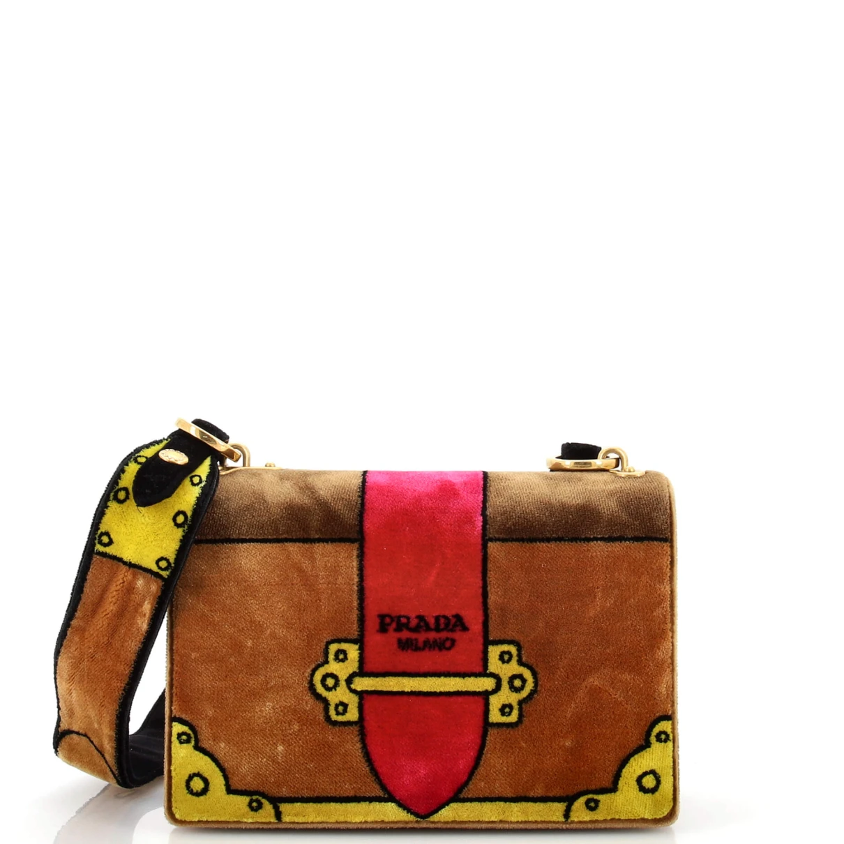 Pre-owned Prada Velvet Crossbody Bag In Multicolour