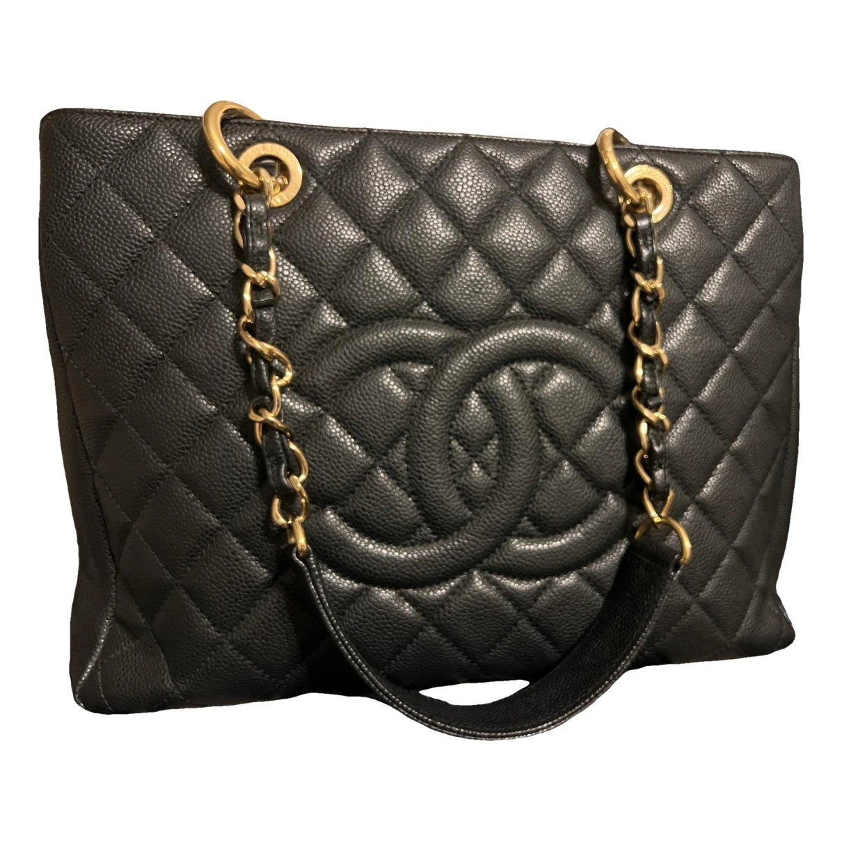 Pre-owned Chanel Grand Shopping Leather Tote In Black
