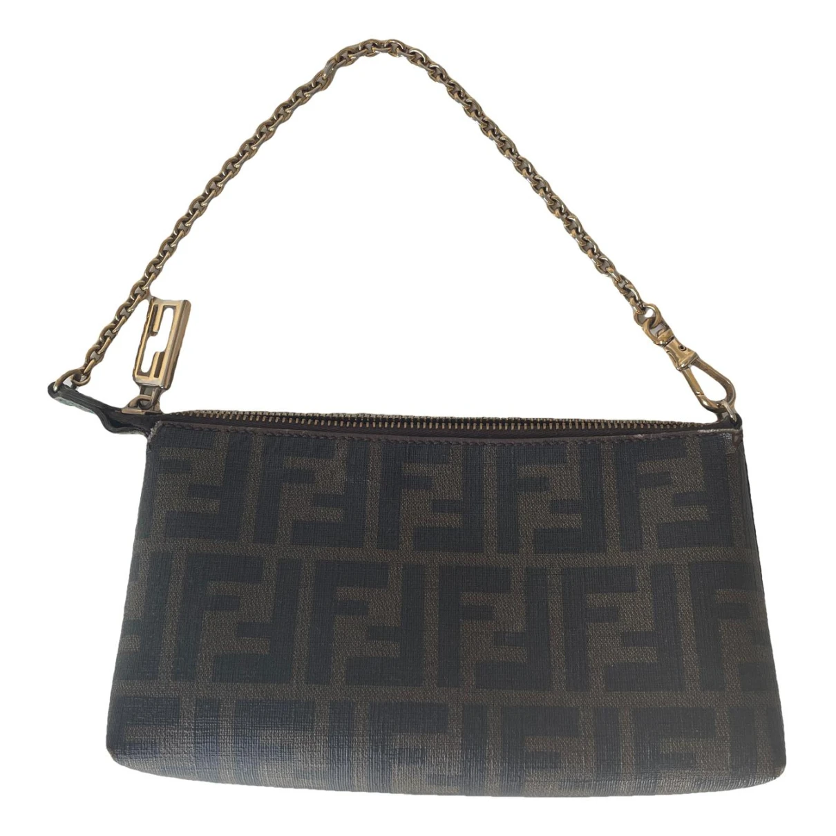 Pre-owned Fendi Leather Clutch Bag In Brown