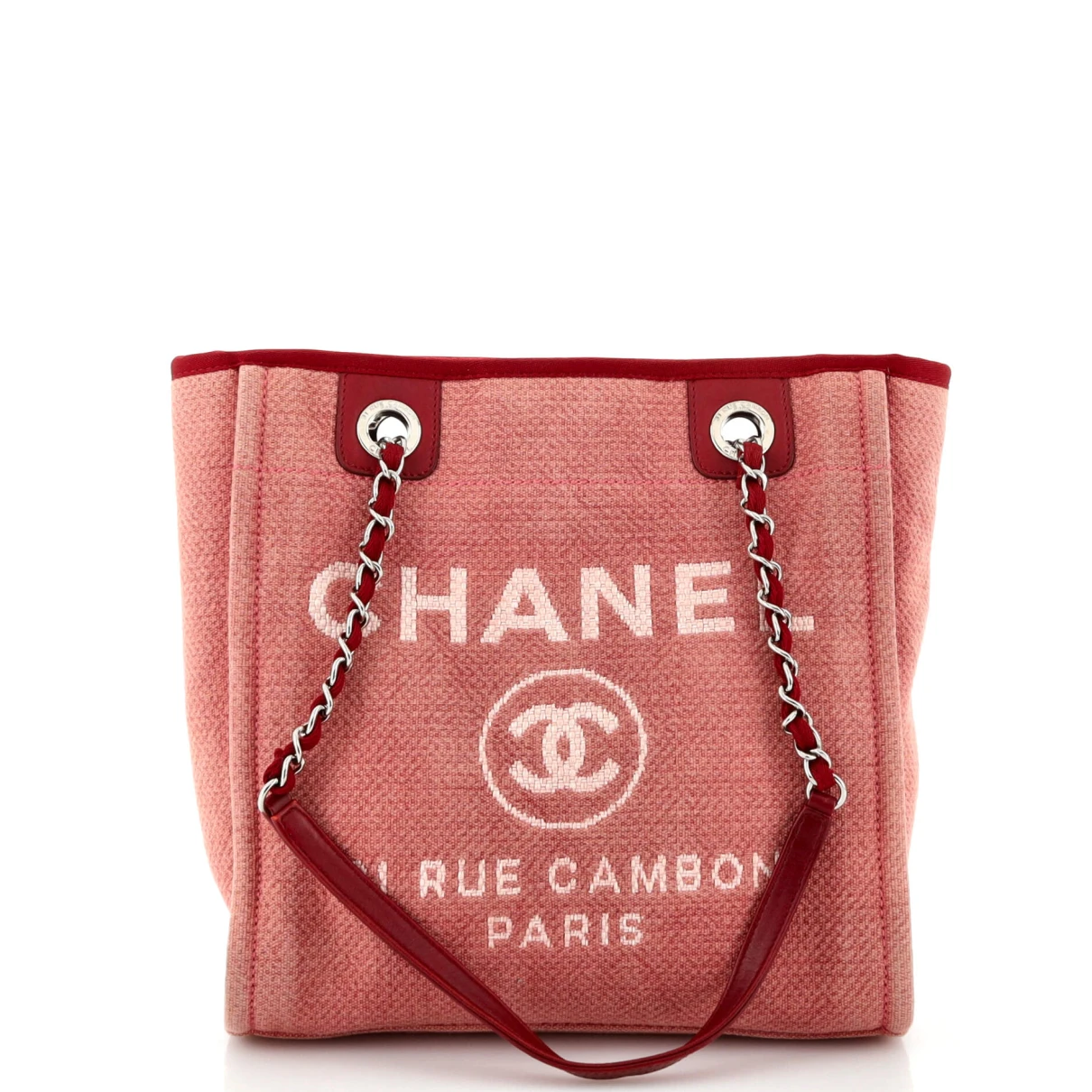 Pre-owned Chanel Cloth Tote In Red