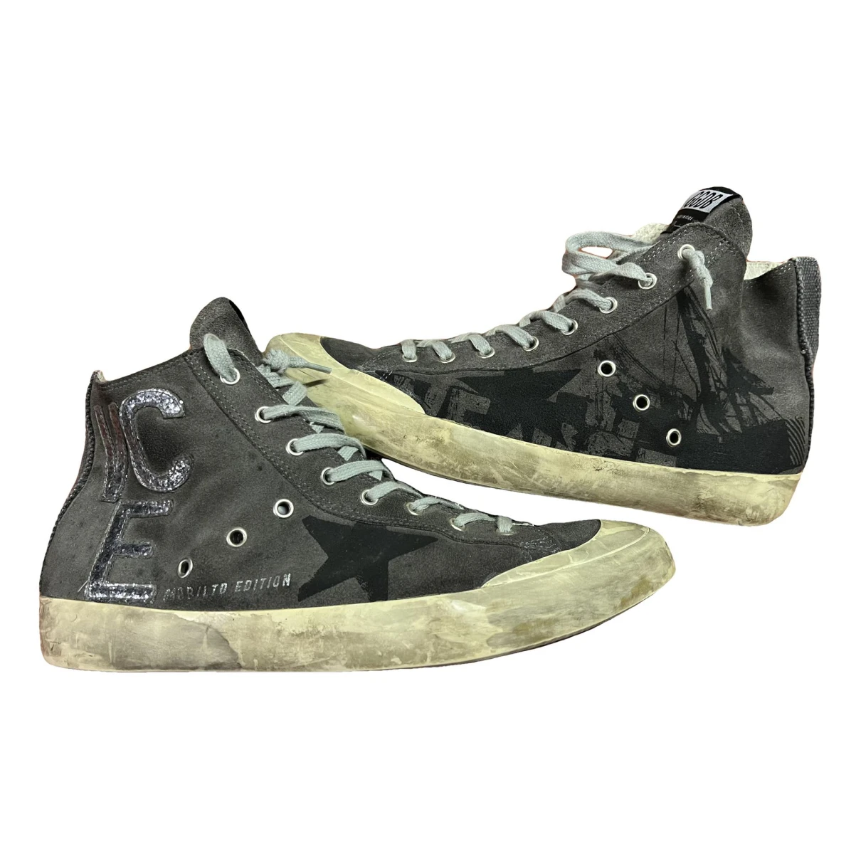 Pre-owned Golden Goose Leather High Trainers In Grey