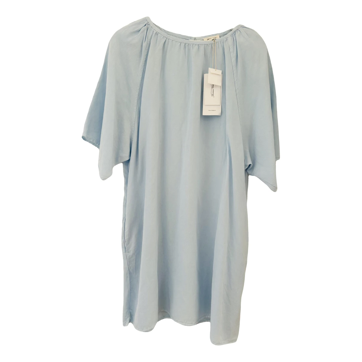 Pre-owned American Vintage Linen Mid-length Dress In Blue