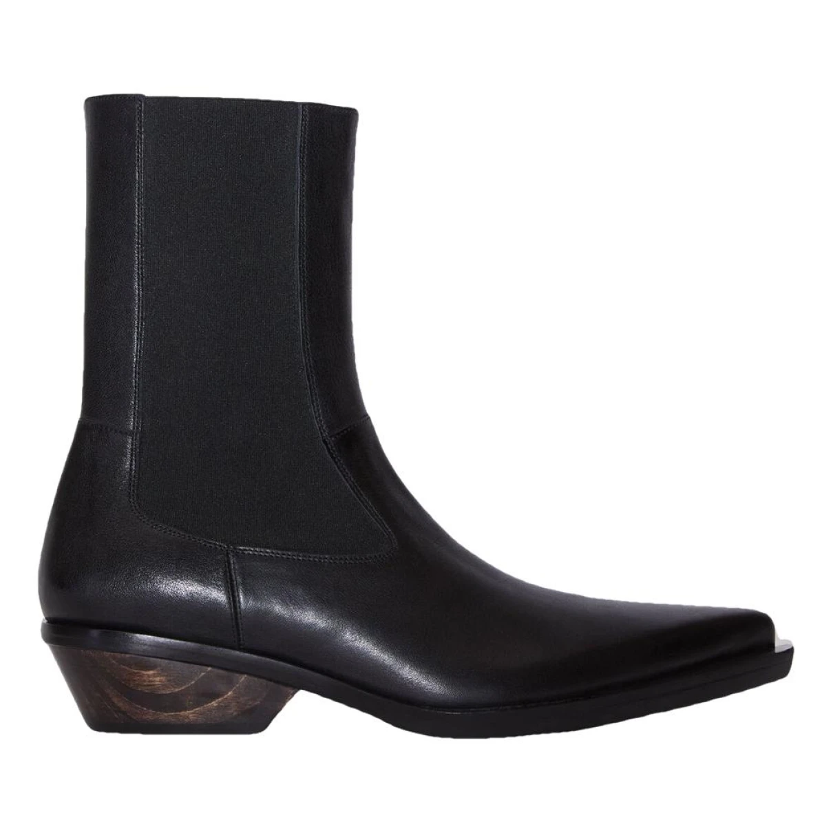 Pre-owned Acne Studios Leather Western Boots In Black
