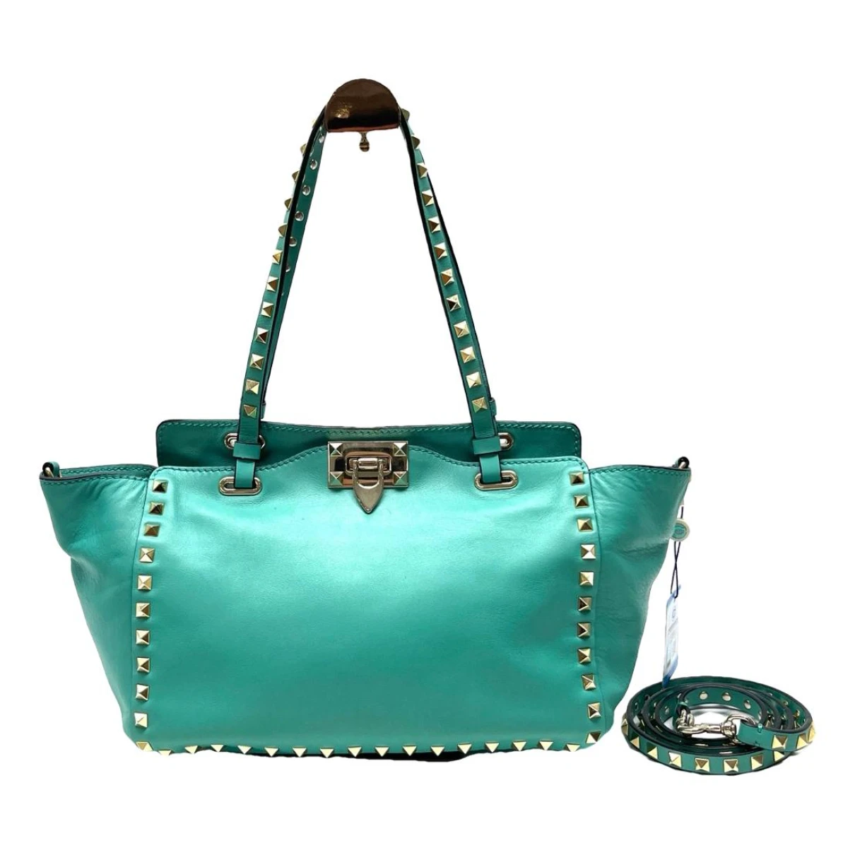 Pre-owned Valentino Garavani Rockstud Leather Handbag In Green