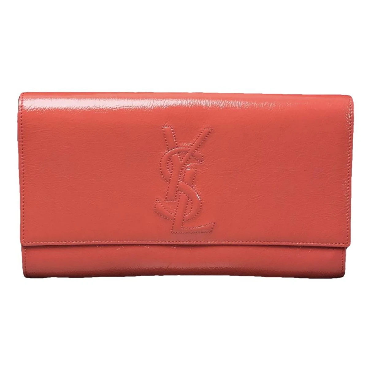 Pre-owned Saint Laurent Chyc Patent Leather Clutch Bag In Red