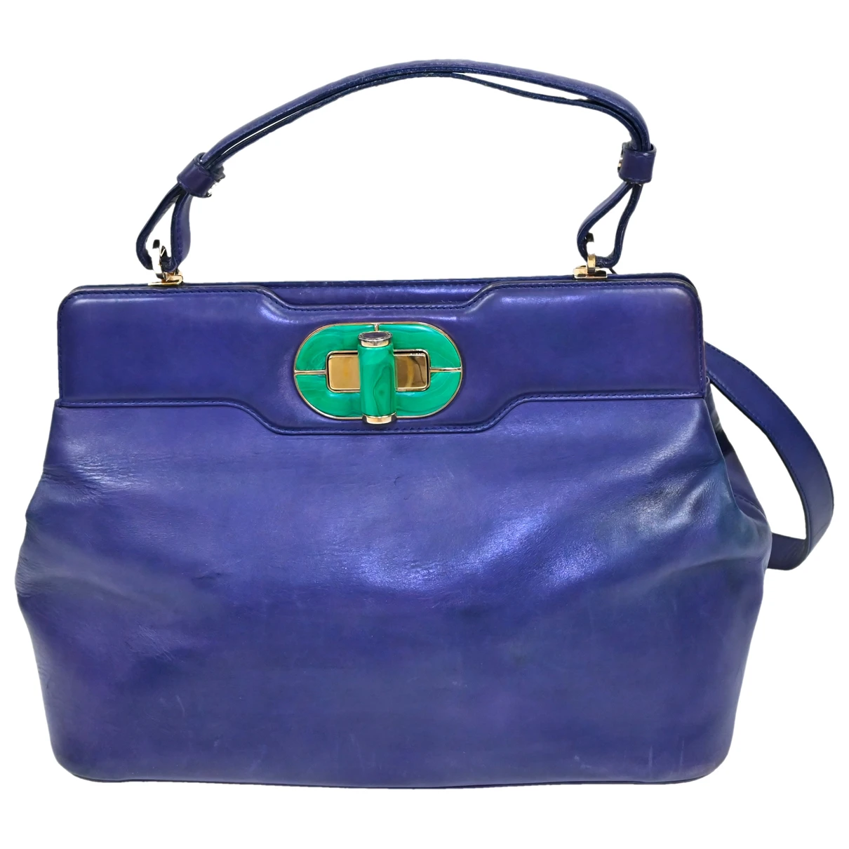 Pre-owned Bvlgari Isabella Rossellini Leather Handbag In Blue