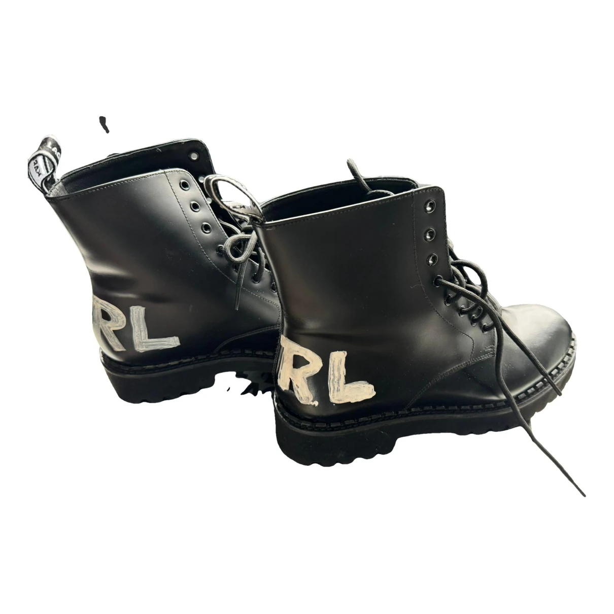 Pre-owned Karl Lagerfeld Leather Ankle Boots In Black