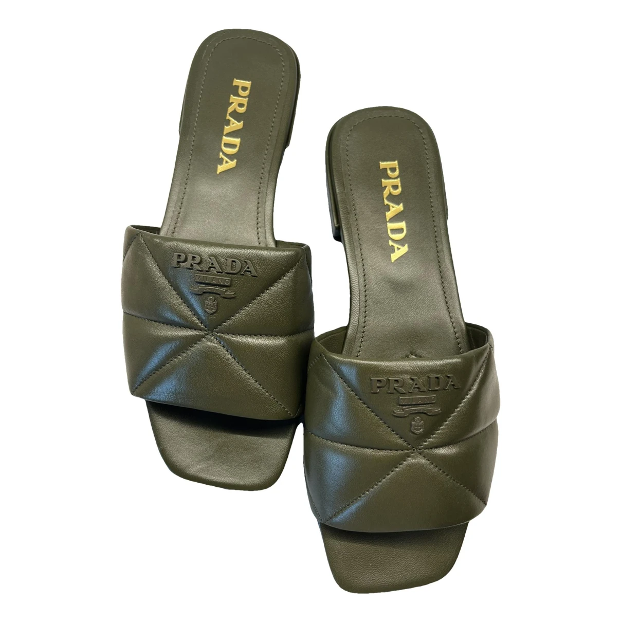 Pre-owned Prada Leather Mules In Green