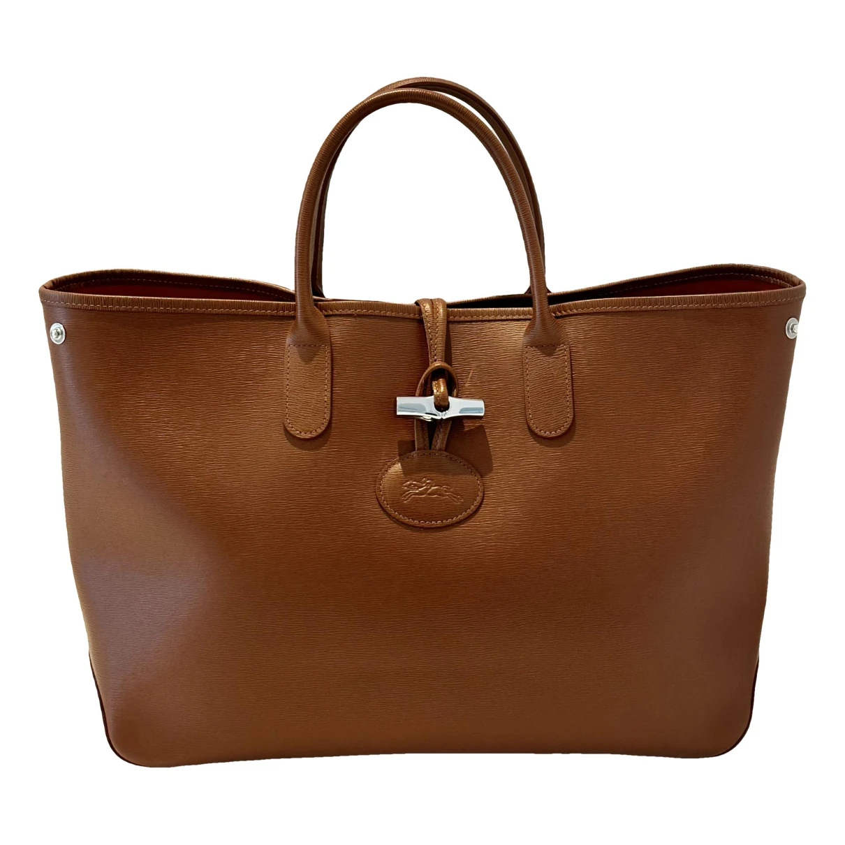 Pre-owned Longchamp Roseau Leather Tote In Brown