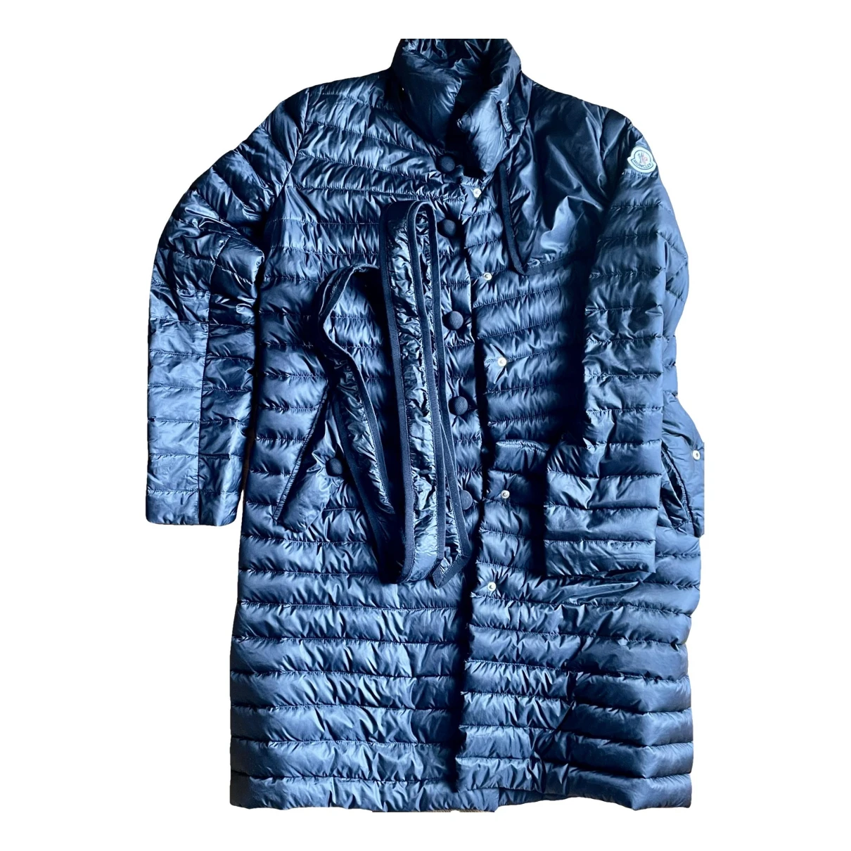 Pre-owned Moncler Trench Coat In Blue