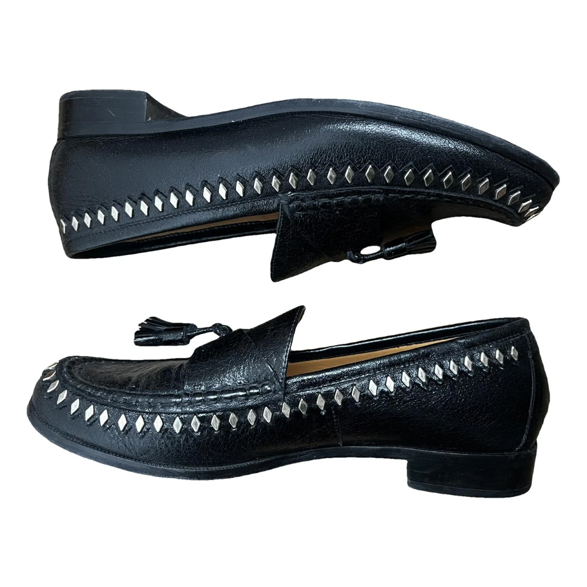 Pre-owned Sandro Leather Flats In Black