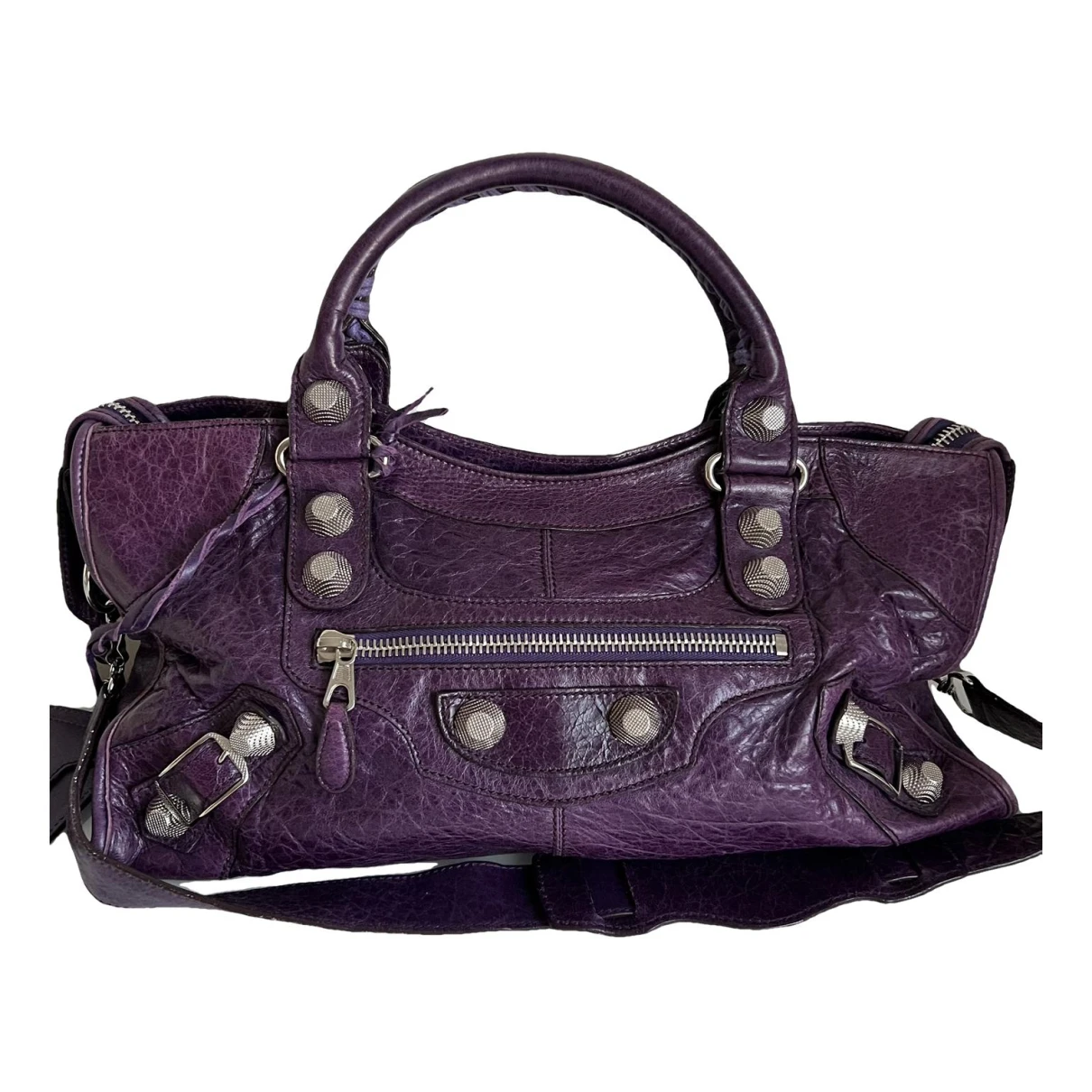 Pre-owned Balenciaga Part Time Leather Handbag In Purple