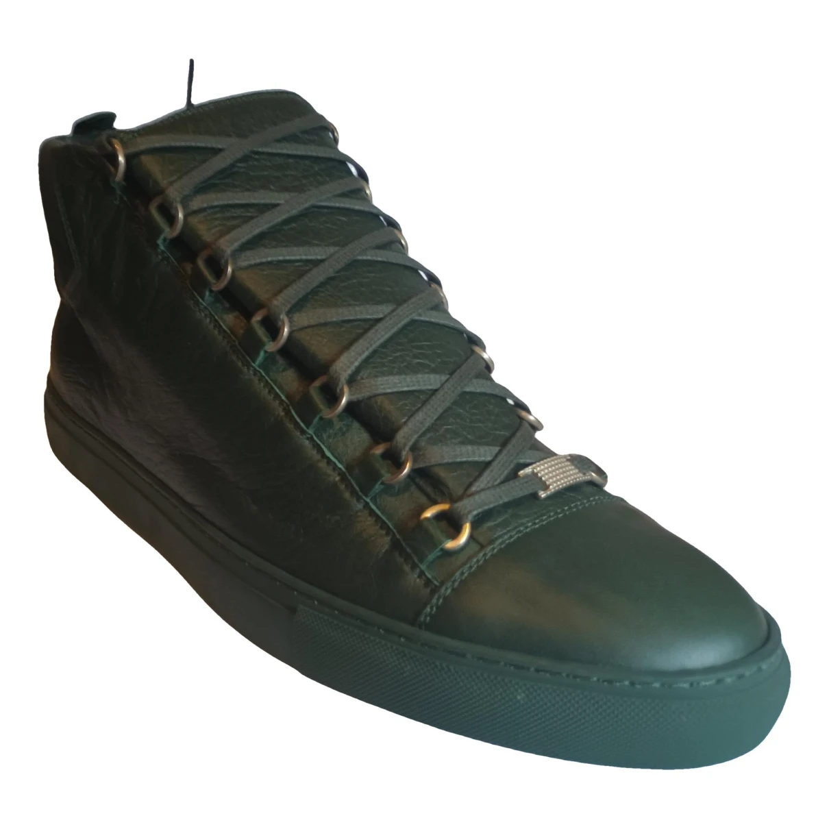 Pre-owned Balenciaga Leather Lace Ups In Green