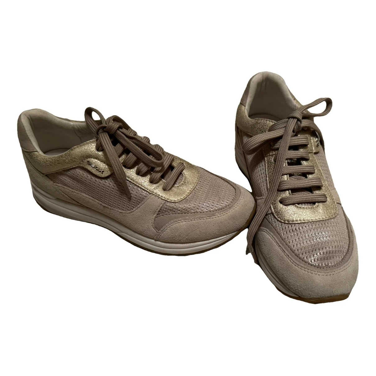 Pre-owned Geox Leather Trainers In Beige