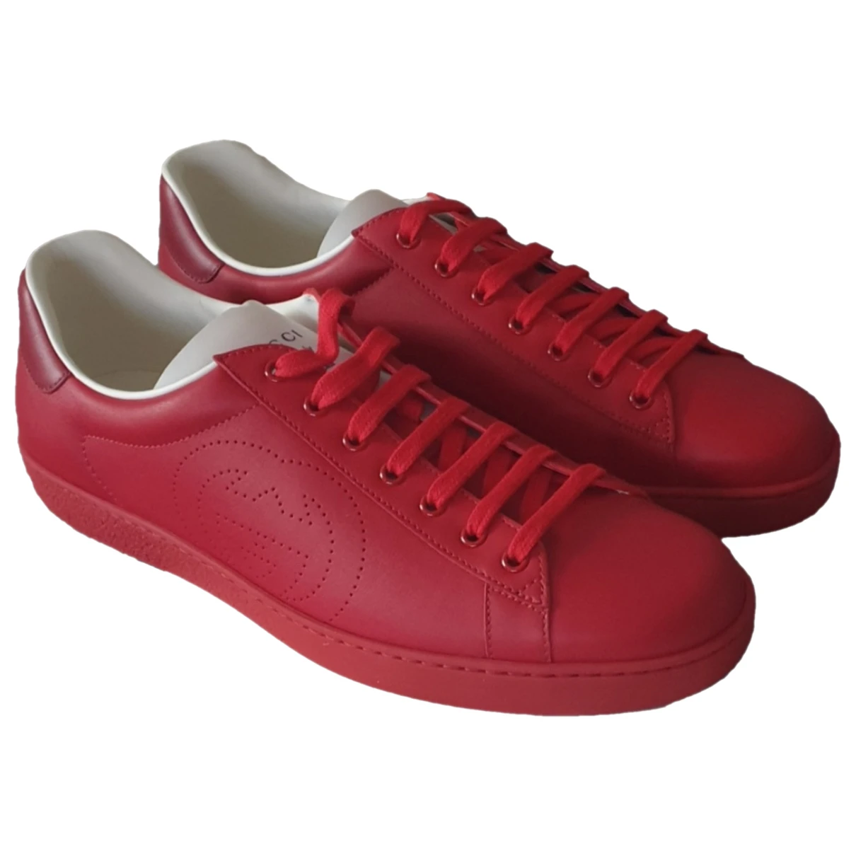 Pre-owned Gucci Ace Leather Trainers In Red