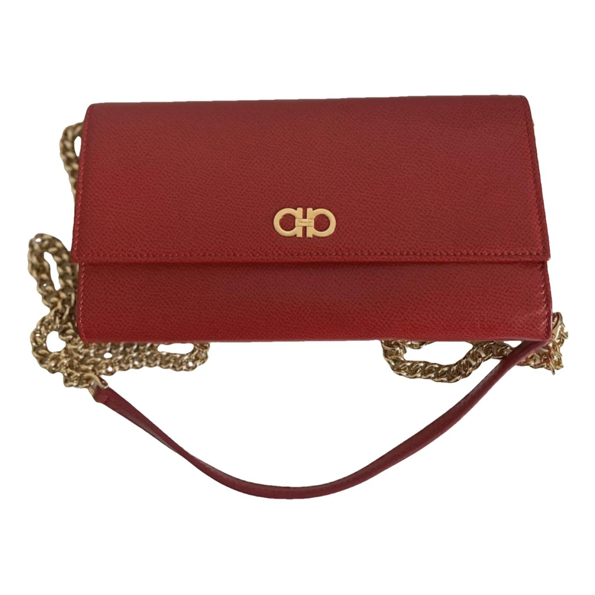 Pre-owned Ferragamo Leather Clutch Bag In Red