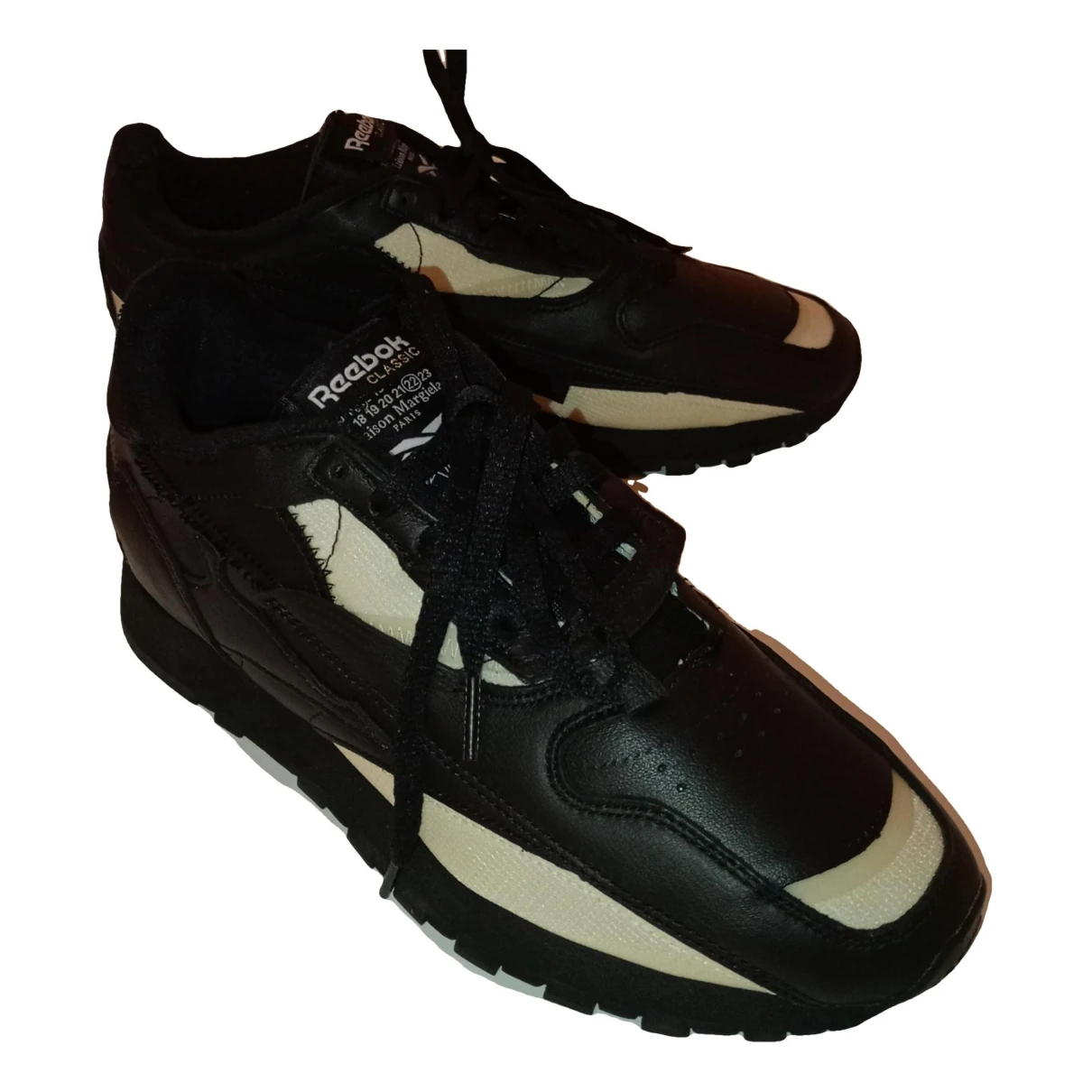 Pre-owned Maison Margiela X Reebok Leather Low Trainers In Black