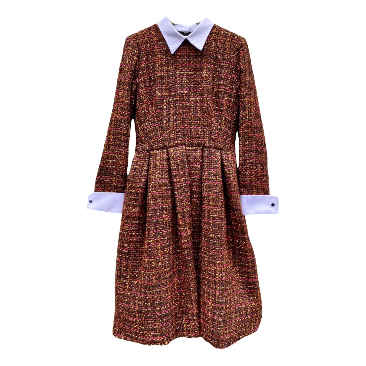 Pre-owned Stella Jean Tweed Mid-length Dress In Brown