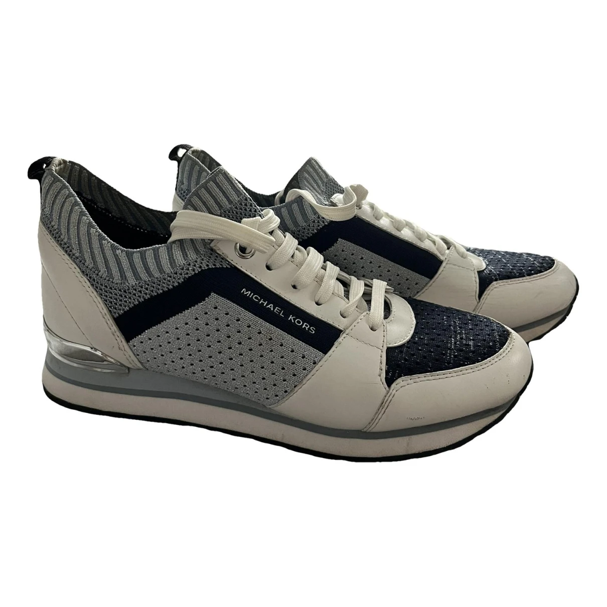Pre-owned Michael Kors Leather Trainers In Navy