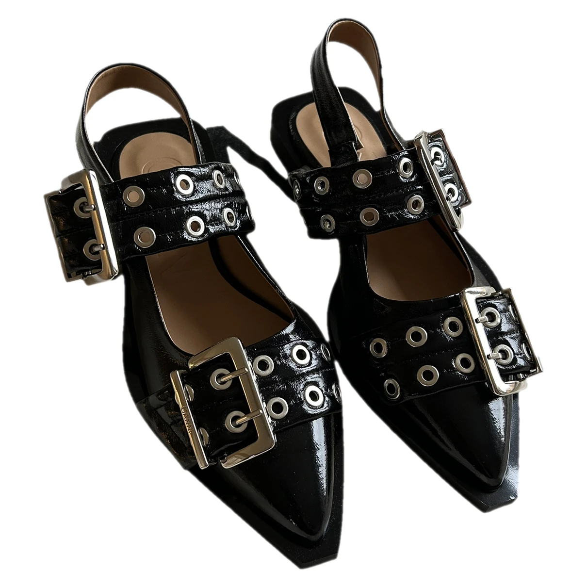 Pre-owned Ganni Flats In Black