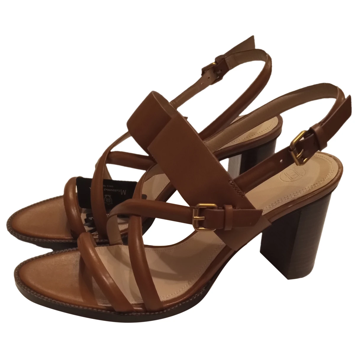 Pre-owned Massimo Dutti Leather Sandal In Brown