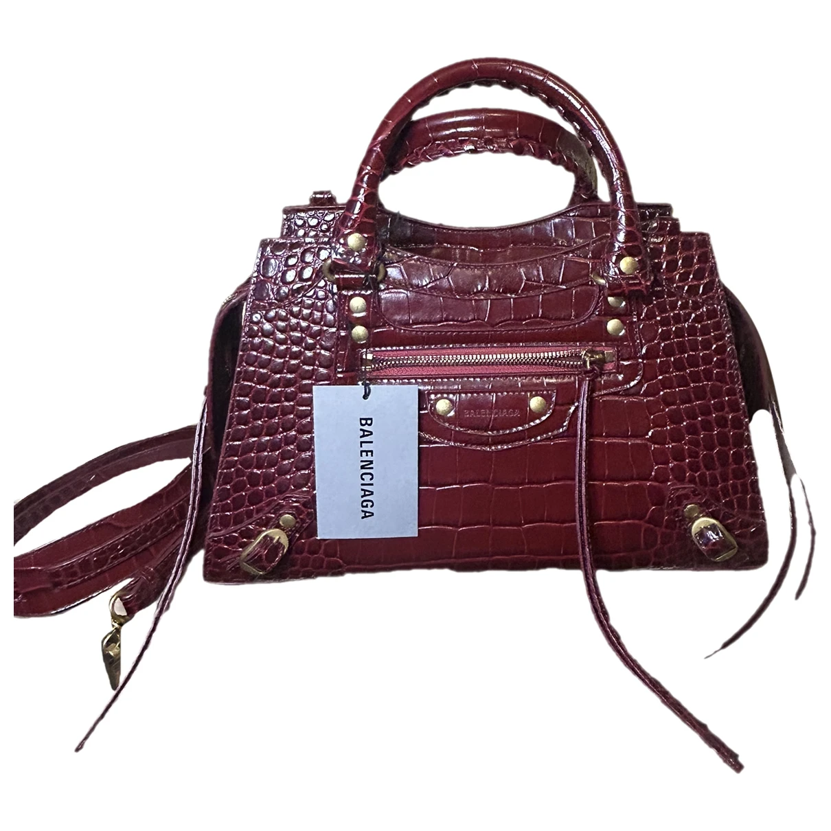 Pre-owned Balenciaga Neo Classic Leather Crossbody Bag In Burgundy