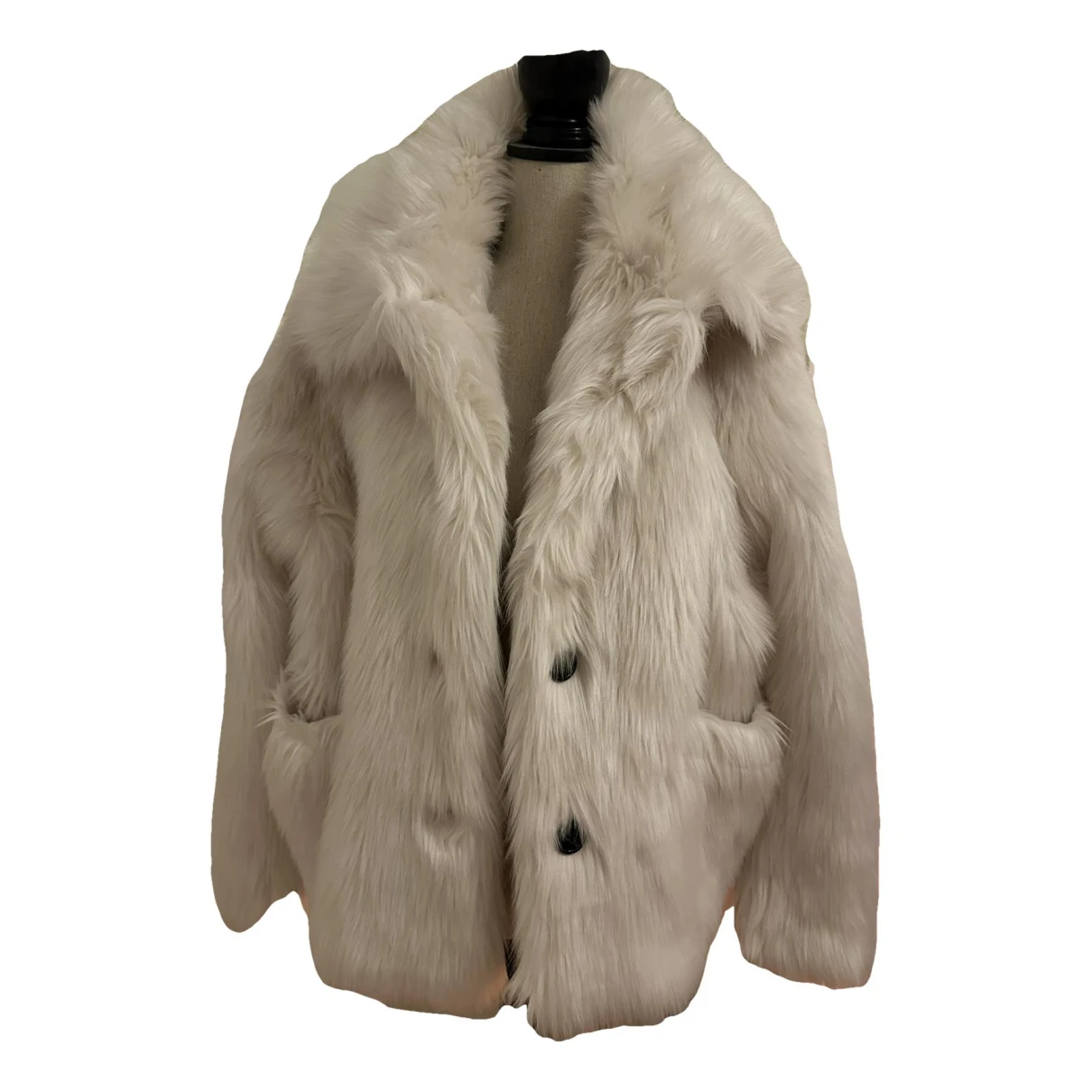 Pre-owned The Kooples Faux Fur Coat In White
