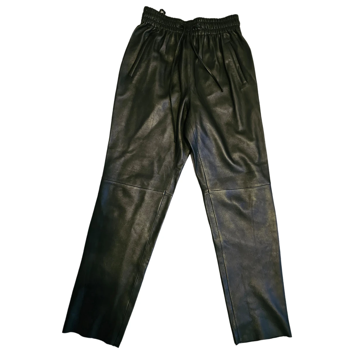 Pre-owned Oakwood Leather Straight Pants In Black