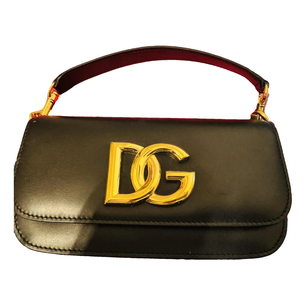 Pre-owned Dolce & Gabbana Vegan Leather Clutch Bag In Black