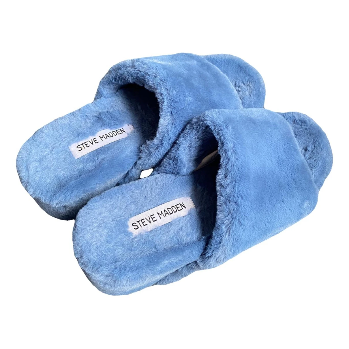 Pre-owned Steve Madden Faux Fur Sandal In Blue