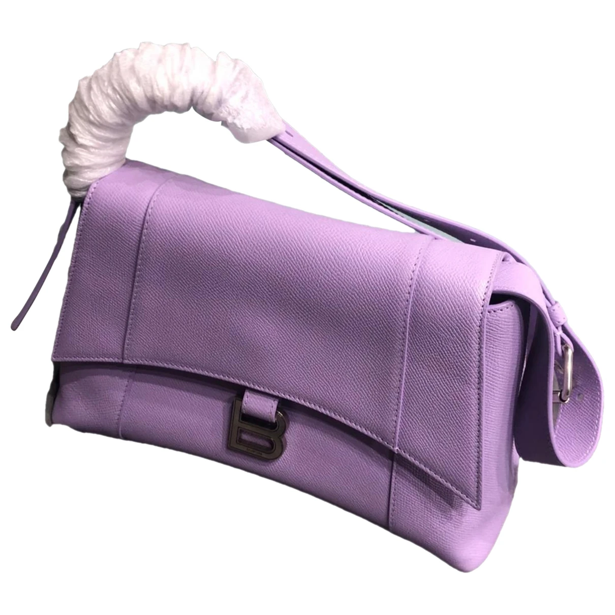Pre-owned Balenciaga Downtown Leather Handbag In Purple