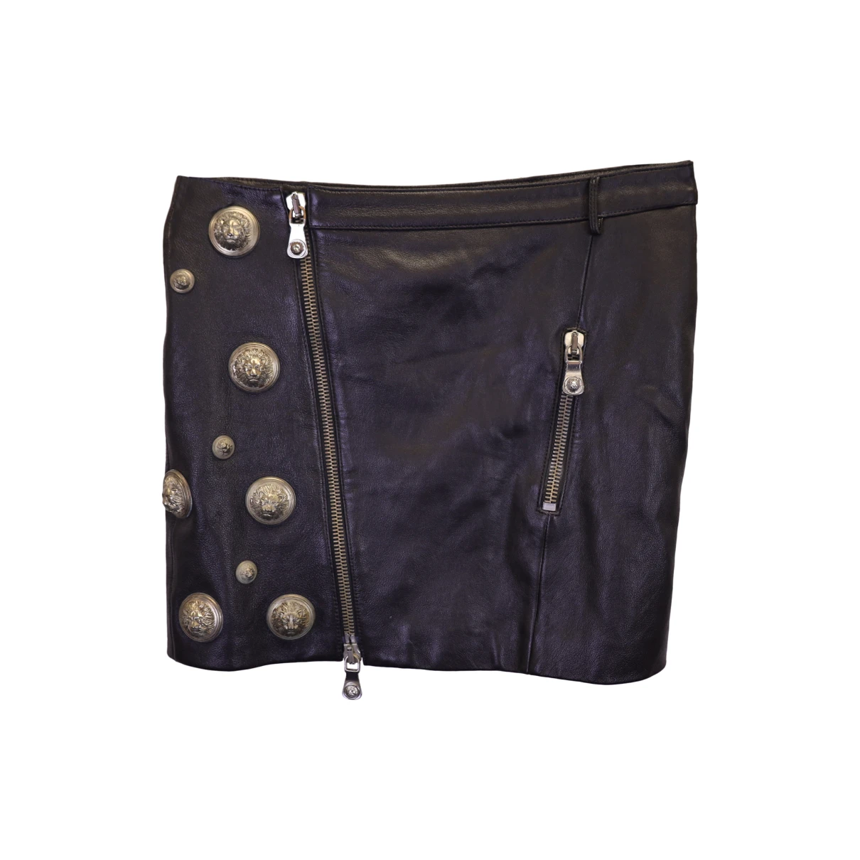 Pre-owned Versace Leather Skirt In Black
