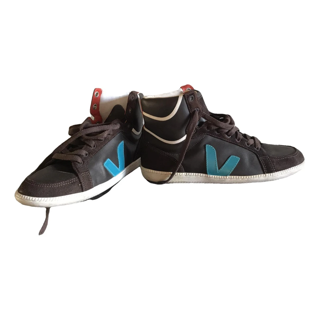 Pre-owned Veja Vegan Leather High Trainers In Brown