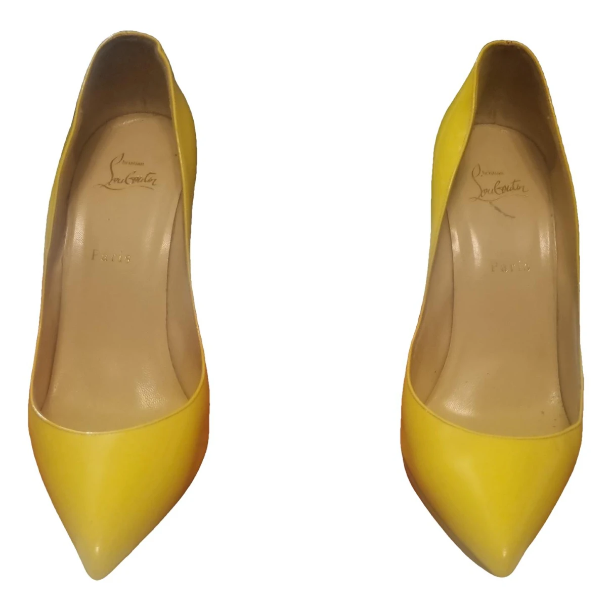 Pre-owned Christian Louboutin So Kate Patent Leather Heels In Yellow