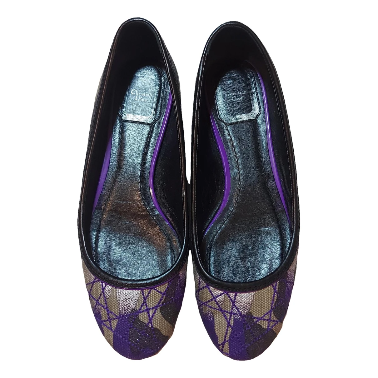 Pre-owned Dior Leather Ballet Flats In Black