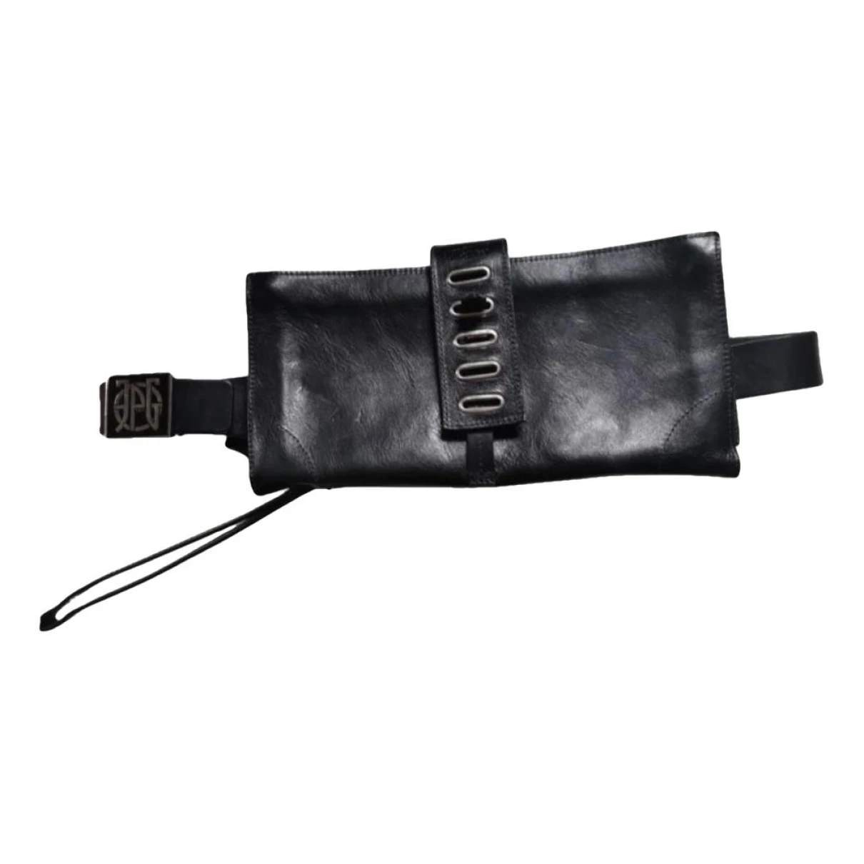 Pre-owned Jean Paul Gaultier Leather Clutch Bag In Black