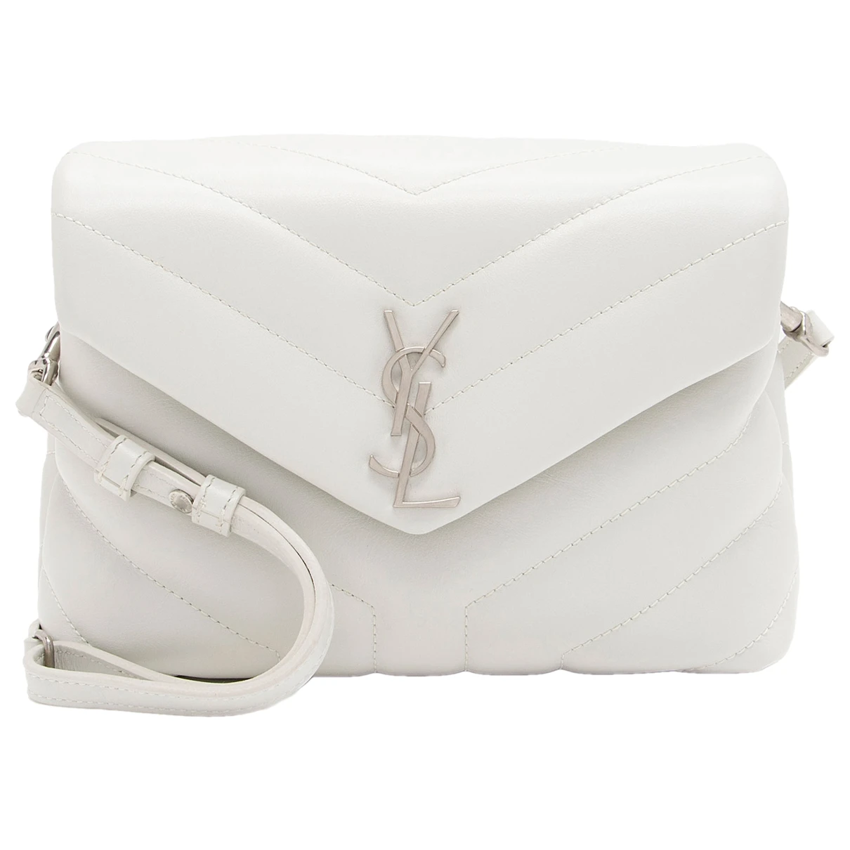 Pre-owned Saint Laurent Loulou Leather Crossbody Bag In White