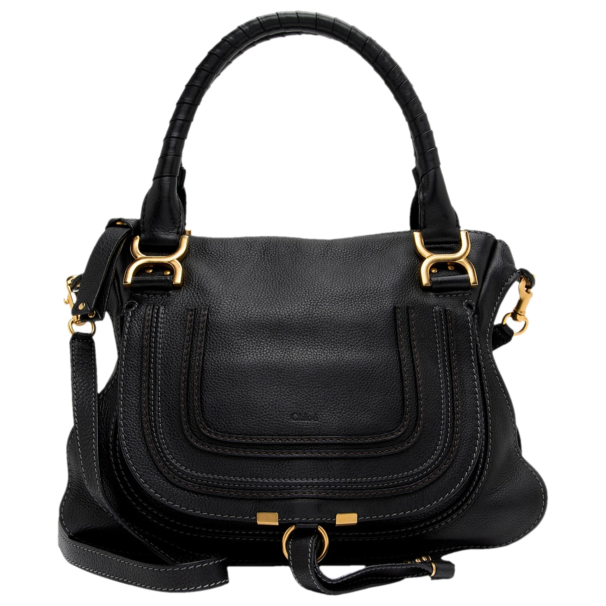 Pre-owned Chloé Marcie Leather Satchel In Black