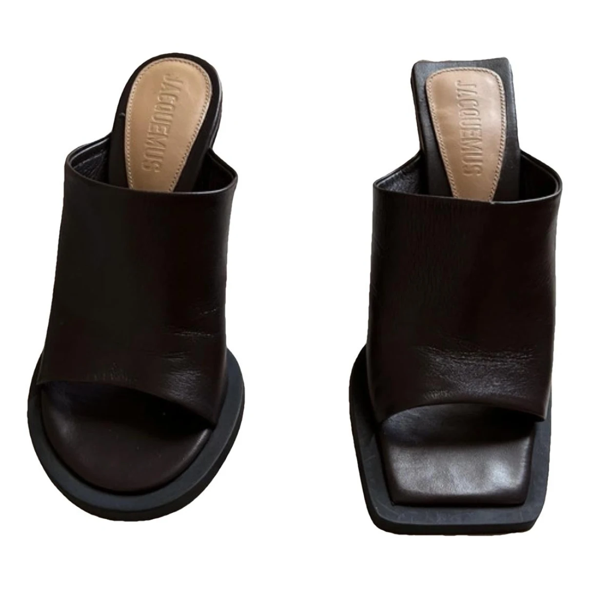 Pre-owned Jacquemus Carino Leather Mules In Brown