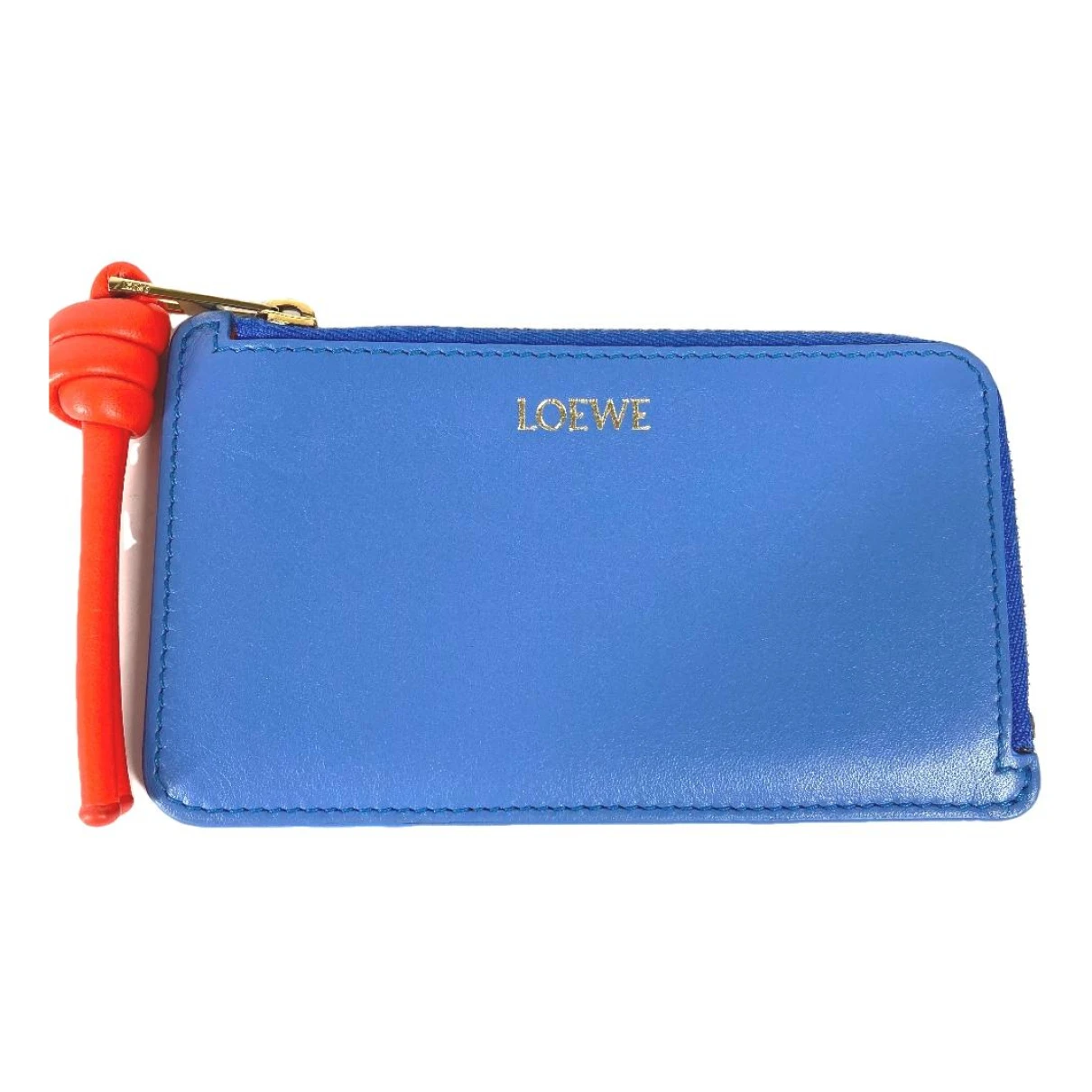 Pre-owned Loewe Leather Card Wallet In Blue