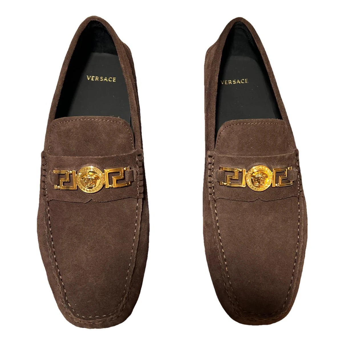 Pre-owned Versace Flats In Brown