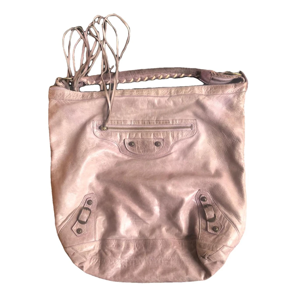 Pre-owned Balenciaga Courier Xl Leather Handbag In Purple
