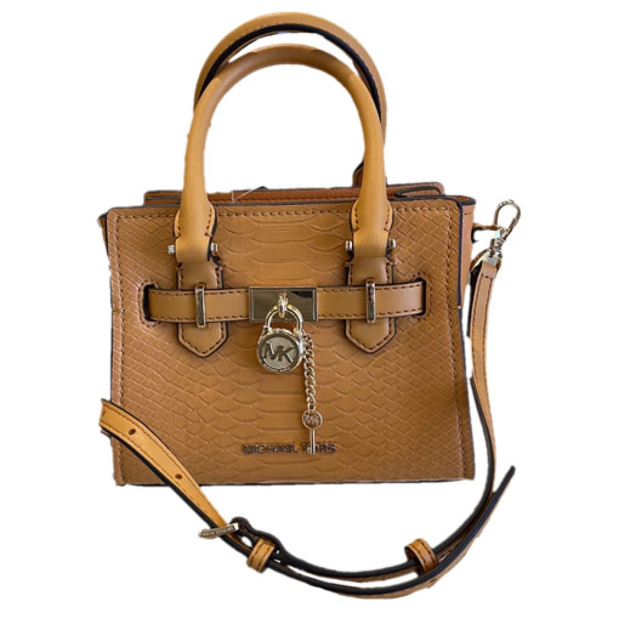 Pre-owned Michael Kors Hamilton Leather Satchel In Camel